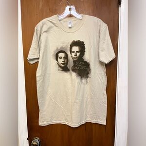 Gildan Cream Simon and Garfunkel Artistic Portrait Short Sleeve Tee. XL